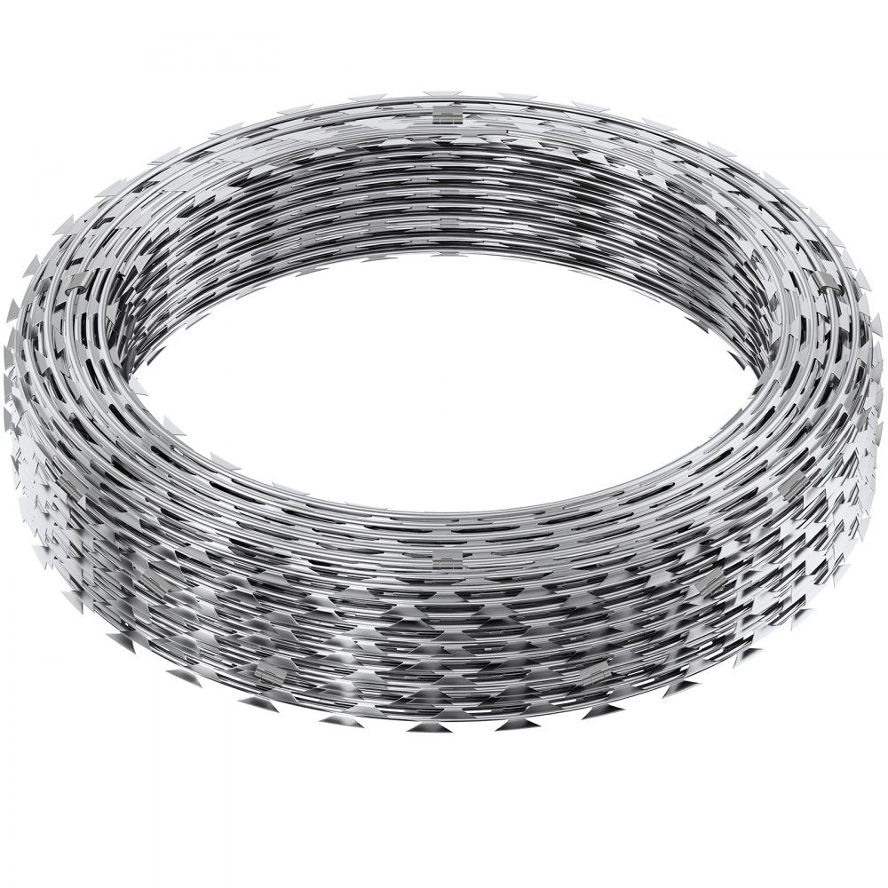 VEVOR Razor Wires, 147 ft Razor Barbed Wire, 3 Rolls Razor Wire Fencing Razor Fence, Double Spiral Razor Ribbon Barbed Wire Galvanized Razor Wire Fence, Rolls Razor for Garden