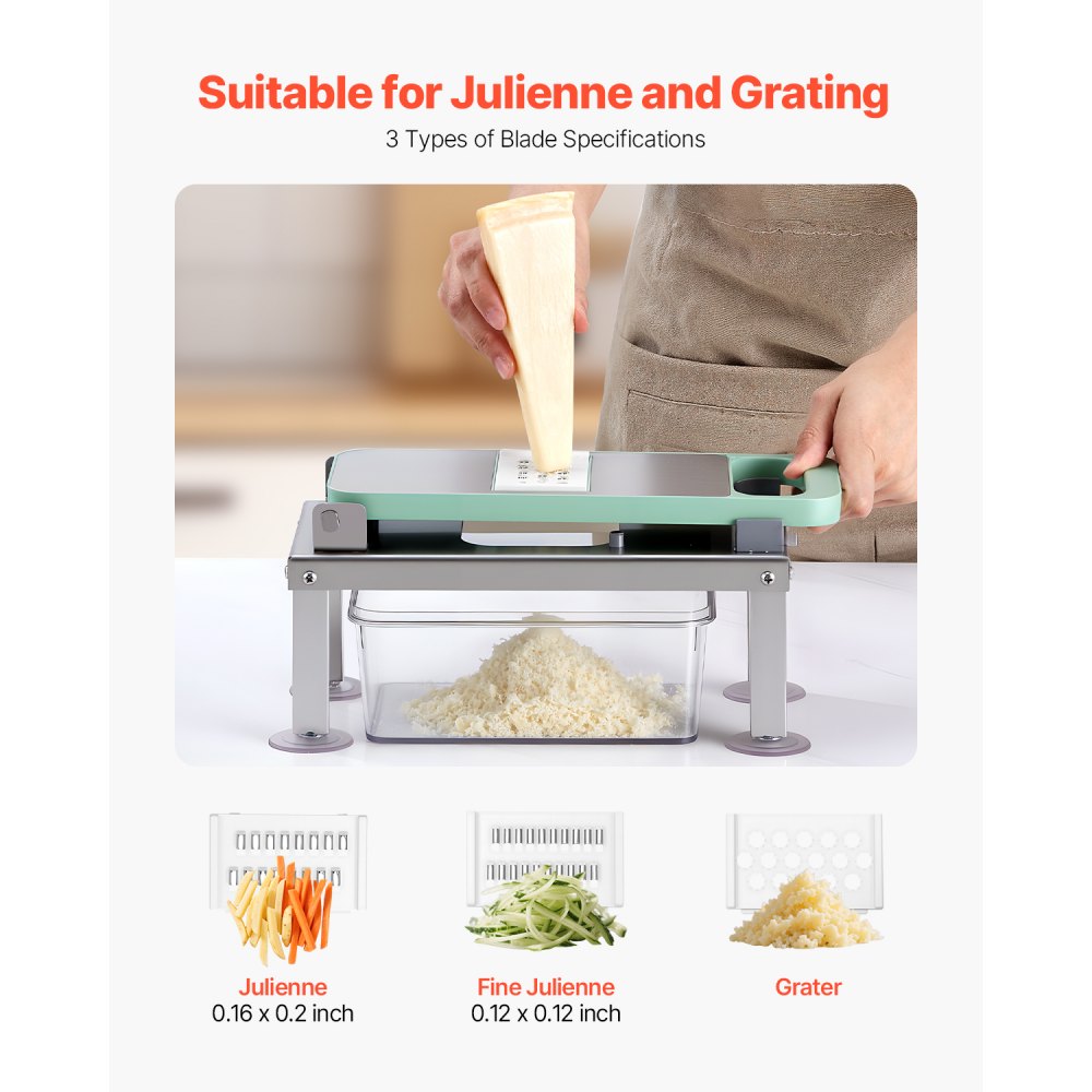 VEVOR Vegetable Chopper Mandoline Slicer, All-in-1 Food Veggie Cutter with 9 Stainless Steel Blades, Cheese Grater Onion Potato Dicer with Container,Salad Spiralizer Kitchen Gadgets&Essentials