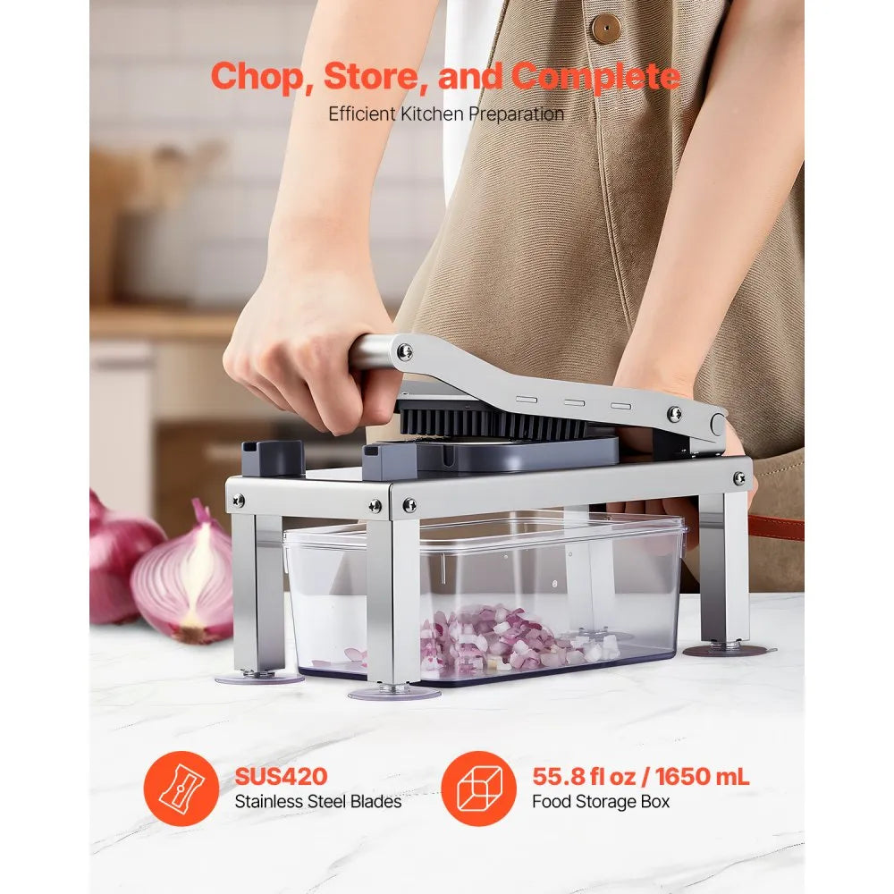 VEVOR Vegetable Chopper Mandoline Slicer, All-in-1 Food Veggie Cutter with 8 Stainless Steel Blades, Cheese Grater Onion Potato Salad Dicer with Container,Kitchen Gadgets&Essentials Home Appliances