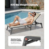 VEVOR Outdoor Chaise Lounge Chair Set of 2, 400 lbs Weight Capacity, Foldable Sun Tanning Chair, 5 Adjustable Positions, Easy Assembly, Aluminum Pool Recliner Lounge Chairs, for Beach Yard Patio