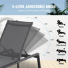VEVOR Chaise Lounge Chair Outdoor, Aluminum Patio Lounge Chair with Adjustable 5-Position, Folding Pool Lounge Chair Recliner and Full Flat Tanning Chair for Patio, Beach, Pool, Dark Grey