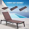 VEVOR Chaise Lounge Chair Outdoor, Aluminum Patio Lounge Chair with Adjustable 5-Position, Folding Pool Lounge Chair Recliner and Full Flat Tanning Chair for Patio, Beach, Pool, Brown