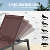 VEVOR Chaise Lounge Chair Outdoor, Aluminum Patio Lounge Chair with Adjustable 5-Position, Folding Pool Lounge Chair Recliner and Full Flat Tanning Chair for Patio, Beach, Pool, Brown