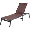 VEVOR Chaise Lounge Chair Outdoor, Aluminum Patio Lounge Chair with Adjustable 5-Position, Folding Pool Lounge Chair Recliner and Full Flat Tanning Chair for Patio, Beach, Pool, Brown