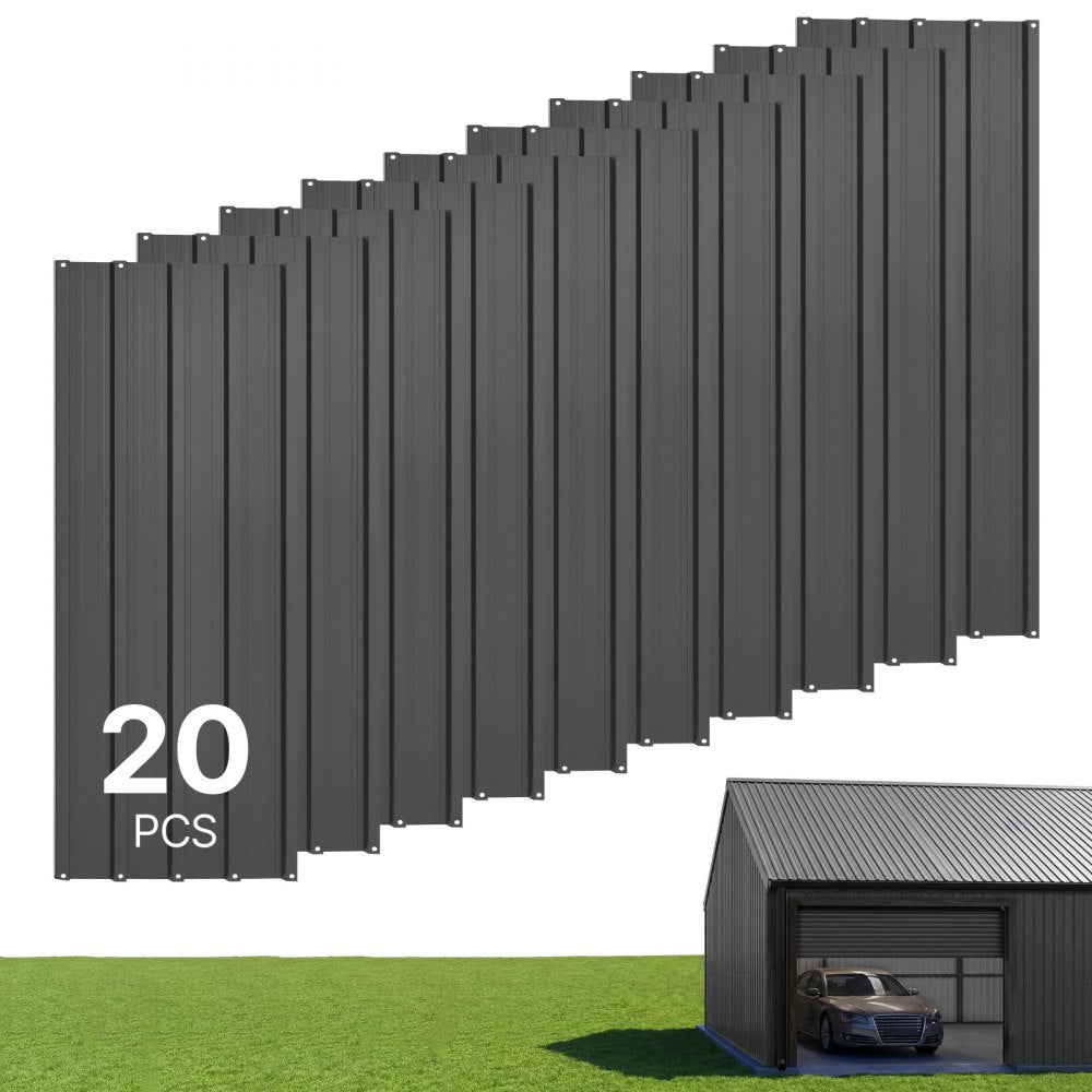 Vevor Metal Roof Panels 20-Pc 99 sq. ft. Galvanized Steel Corrugated Roofing Panels Gray New