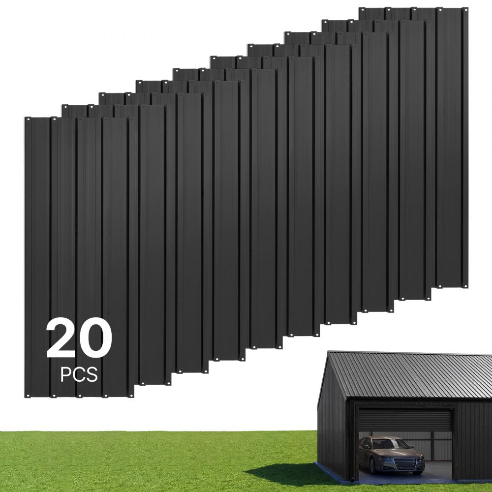 Vevor Metal Roof Panels Corrugated Galvanized Steel Roofing Panels 20 pcs 99 sq. ft. Black New