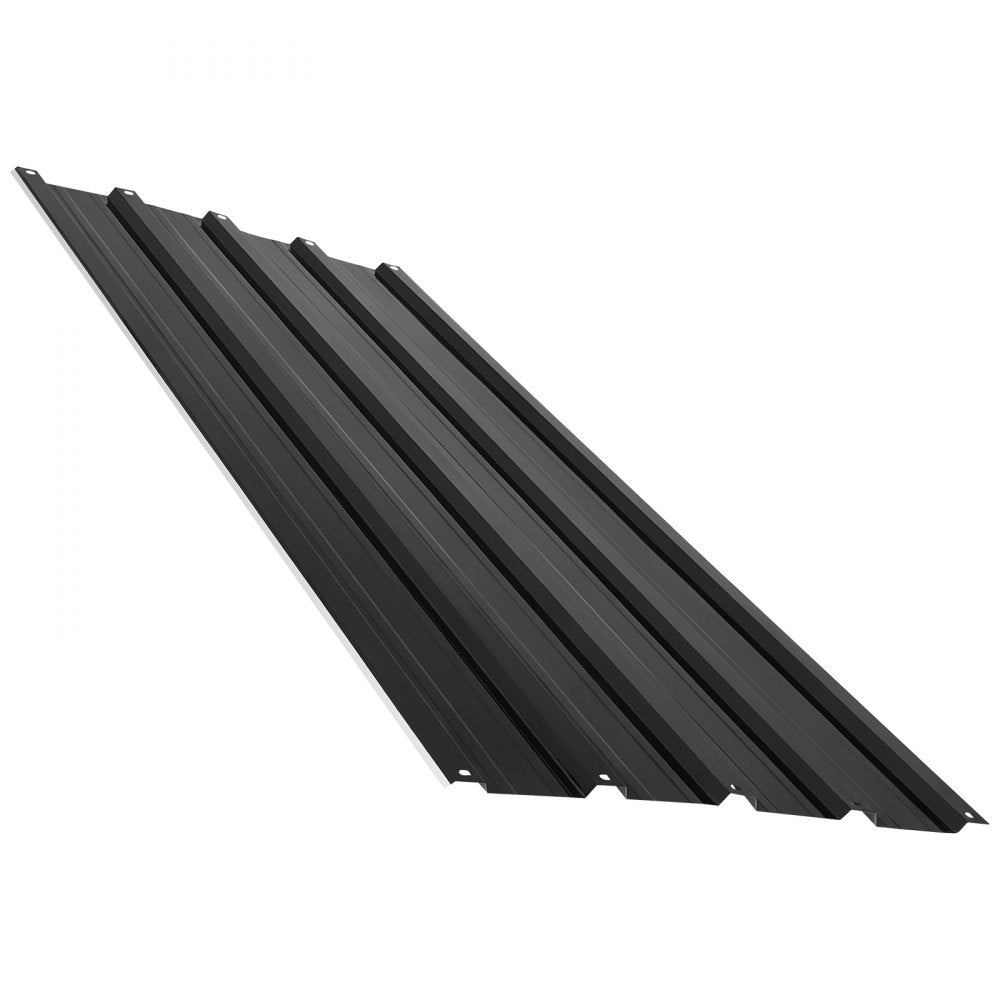 VEVOR Metal Roof Panels, 20Pcs 99 sq.ft. Galvanized Steel Roofing Panels, High Impact Corrugated Tin Gazebo Top with Screws, Gloves, Heavy Duty for Gazebos, Chicken Coop Sheds Stables Patio, Black