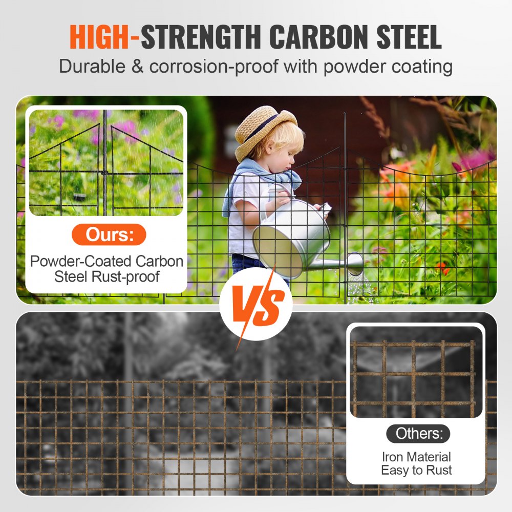 VEVOR Garden Fence, 36.6in(H) x29.5in(L) Animal Barrier Fence, Underground Decorative Garden Fencing with 2.5 Inch Spike Spacing, Metal Dog Fence for the Yard and Outdoor Patio, 5 Pack