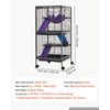 VEVOR Metal Small Animal Cage 44.5"H 4-Tier Rolling Ferret Cage On Wheels, 0.55" Wire Spacing Large Cages with Hammock, Ramps, Tray & Doors for Ferret, Chinchilla, Sugar Glider, Guinea Pig & Rabbit