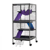VEVOR Metal Small Animal Cage 44.5"H 4-Tier Rolling Ferret Cage On Wheels, 0.55" Wire Spacing Large Cages with Hammock, Ramps, Tray & Doors for Ferret, Chinchilla, Sugar Glider, Guinea Pig & Rabbit