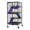 VEVOR Metal Small Animal Cage 44.5"H 4-Tier Rolling Ferret Cage On Wheels, 0.55" Wire Spacing Large Cages with Hammock, Ramps, Tray & Doors for Ferret, Chinchilla, Sugar Glider, Guinea Pig & Rabbit