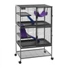 VEVOR Metal Small Animal Cage 51.2"H 4-Tier Rolling Ferret Cage On Wheels, 0.55" Wire Spacing Large Cages with Hammock, Ramps, Tray & Doors for Ferret, Chinchilla, Sugar Glider, Guinea Pig & Rabbit