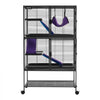 VEVOR Metal Small Animal Cage 51.2"H 4-Tier Rolling Ferret Cage On Wheels, 0.55" Wire Spacing Large Cages with Hammock, Ramps, Tray & Doors for Ferret, Chinchilla, Sugar Glider, Guinea Pig & Rabbit