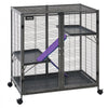 VEVOR Metal Small Animal Cage 37.8"H 3-Tier Rolling Ferret Cage On Wheels, 0.55" Wire Spacing Large Cages with Ramps, Platform, Tray & Doors for Ferret, Chinchilla, Sugar Glider, Guinea Pig & Rabbit