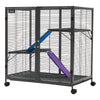 VEVOR Metal Small Animal Cage 37.8"H 3-Tier Rolling Ferret Cage On Wheels, 0.55" Wire Spacing Large Cages with Ramps, Platform, Tray & Doors for Ferret, Chinchilla, Sugar Glider, Guinea Pig & Rabbit
