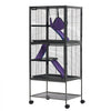 VEVOR Metal Small Animal Cage 54.3"H 4-Tier Rolling Ferret Cage On Wheels, 0.55" Wire Spacing Large Cages with Hammock, Ramps, Tray & Doors for Ferret, Chinchilla, Sugar Glider, Guinea Pig & Rabbit