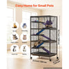 VEVOR Metal Small Animal Cage 58.7"H 6-Tier Rolling Ferret Cage On Wheels, 0.55" Wire Spacing Large Cages with Hammock, Ramps, Tray & Doors for Ferret, Chinchilla, Sugar Glider, Guinea Pig & Rabbit
