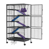 VEVOR Metal Small Animal Cage 58.7"H 6-Tier Rolling Ferret Cage On Wheels, 0.55" Wire Spacing Large Cages with Hammock, Ramps, Tray & Doors for Ferret, Chinchilla, Sugar Glider, Guinea Pig & Rabbit