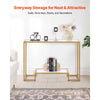 VEVOR 2-Tier Glass Console Table, Modern Rectangle Sofa Side Table with Tempered Glass Top and Iron Legs, Golden Consloe Desk with Anti-Tip Device for Living Room, Hallway, Entryway, Foyer, Golden