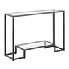 VEVOR 2-Tier Glass Console Table, Modern Rectangle Sofa Side Table with Tempered Glass Top and Iron Legs, Golden Consloe Desk with Anti-Tip Device for Living Room, Hallway, Entryway, Foyer, Black