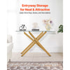 VEVOR Glass Coffee Table, Modern Rectangle Sofa Side Table with Tempered Glass Top & Iron Cross-Legs, Golden Geometric Consloe Desk with Adjustable Anti-slip Foot Pads for Living Room, Entryway, Foyer