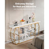 VEVOR Marble Console Table, 3 Tiers Modern Console Table for Open Storage, Golden Geometric Table with Iron Tubes, Anti-Tip Device and Triangular Support for Living Room, Hallway, Entryway, Foyer