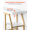 VEVOR Marble Console Table, 3 Tiers Modern Console Table for Open Storage, Golden Geometric Table with Iron Tubes, Anti-Tip Device and Triangular Support for Living Room, Hallway, Entryway, Foyer