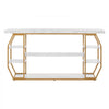 VEVOR Marble Console Table, 3 Tiers Modern Console Table for Open Storage, Golden Geometric Table with Iron Tubes, Anti-Tip Device and Triangular Support for Living Room, Hallway, Entryway, Foyer