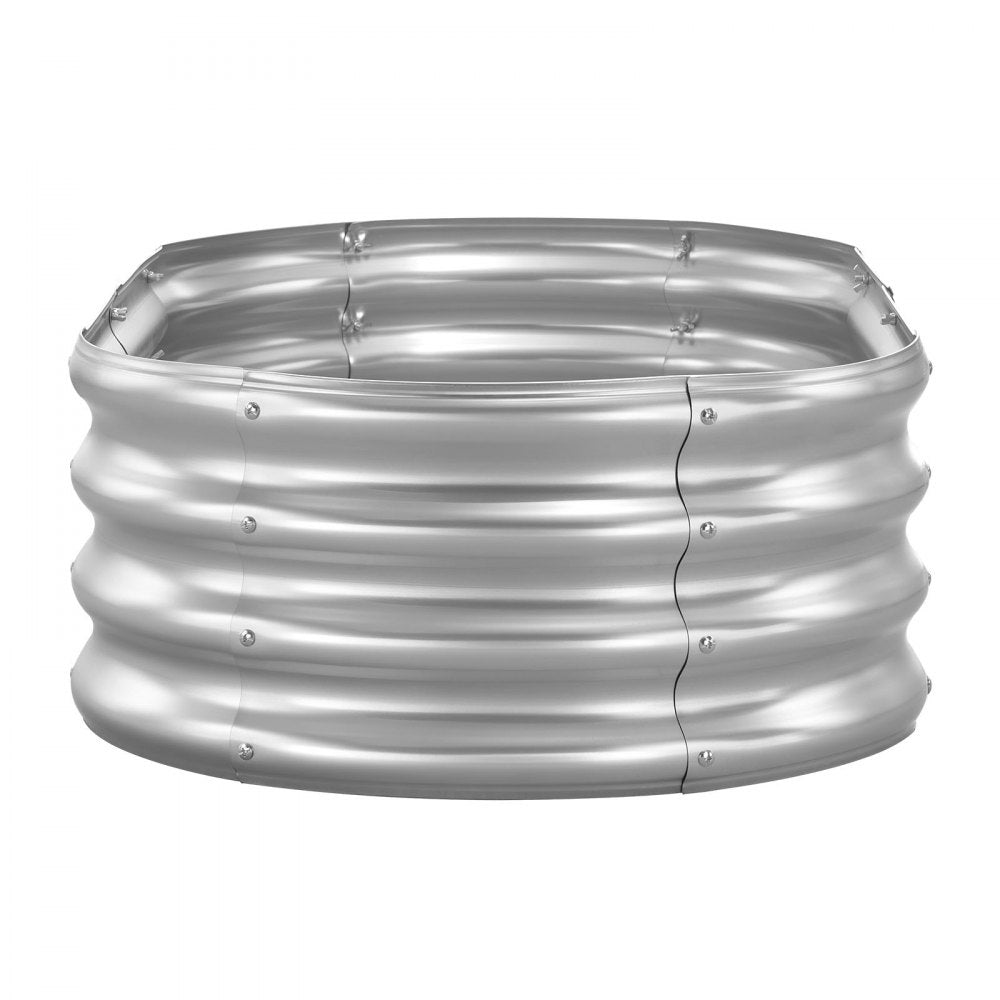 VEVOR Metal Raised Garden Bed, 4 x 2 x 1 ft Oval Outdoor Galvanized Planter Garden Box, Open Bottom Design, Large Planter Raised Bed for Growing Vegetables, Flowers, and Succulents, Galvanized Color