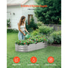 VEVOR Metal Raised Garden Bed, 4 x 2 x 1 ft Outdoor Galvanized Planter Box, with Open Bottom, Large Oval Planter Raised Bed for Gardening Vegetables, Flowers, Herbs, and Succulent Plants, Silver