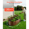 VEVOR 2 Pack Galvanized Raised Garden Beds, 4 x 2 x 1 ft, Oval Metal Planter Boxes Kit Outdoor, Bottomless Elevated Garden Box with Gloves, Alu-Zinc, for Planting Flowers Vegetables, Deep Wood Grain