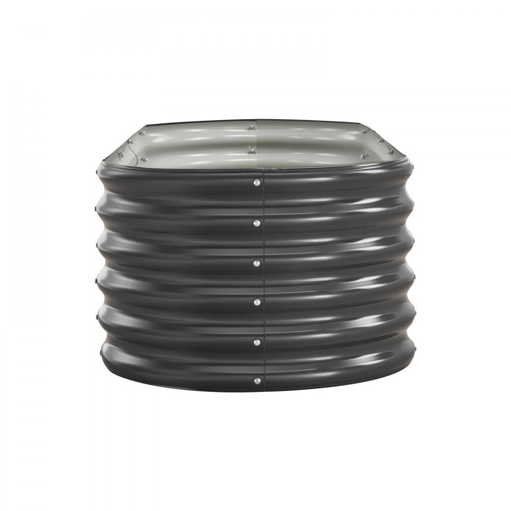 VEVOR Metal Raised Garden Bed, 6.56 x 1.97 x 1.4 ft Oval Outdoor Galvalume Planter Garden Box, Open Bottom Design, Large Planter Raised Bed for Growing Vegetables, Flowers, Succulents, Dark Gray
