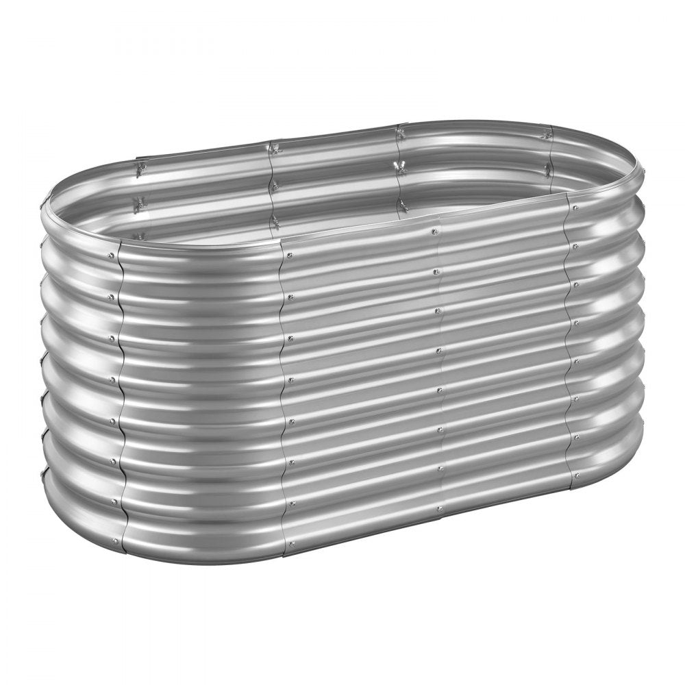 VEVOR Metal Raised Garden Bed, 4 x 2 x 2 ft Oval Outdoor Galvanized Planter Garden Box, Open Bottom Design, Large Planter Raised Bed for Growing Vegetables, Flowers, and Succulents, Galvanized Color