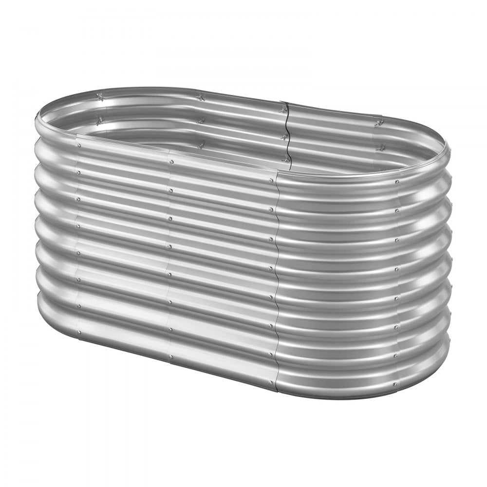 VEVOR Metal Raised Garden Bed, 4 x 2 x 2 ft Oval Outdoor Galvanized Planter Garden Box, Open Bottom Design, Large Planter Raised Bed for Growing Vegetables, Flowers, and Succulents, Galvanized Color
