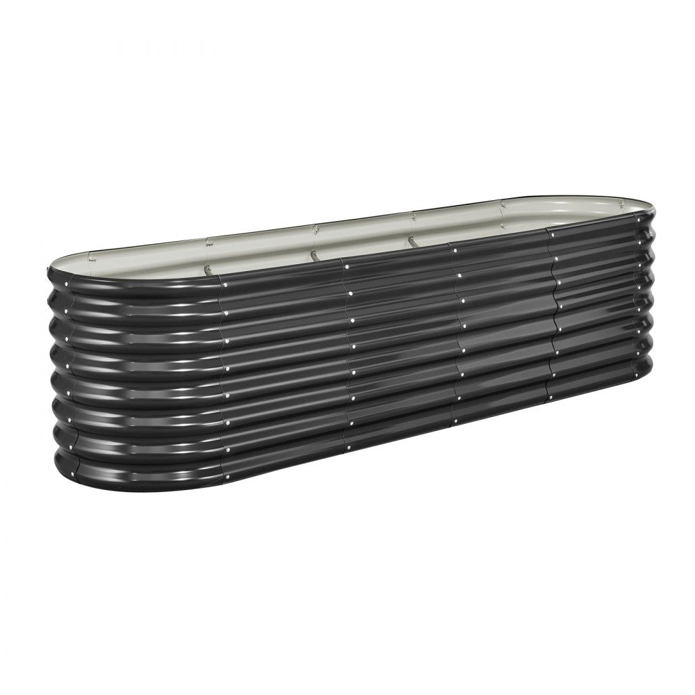 VEVOR Metal Raised Garden Bed, 8 x 2 x 2 ft Oval Outdoor Galvanized Planter Garden Box, Open Bottom Design, Large Planter Raised Bed for Growing Vegetables, Flowers, Herbs, and Succulents, Dark Gray