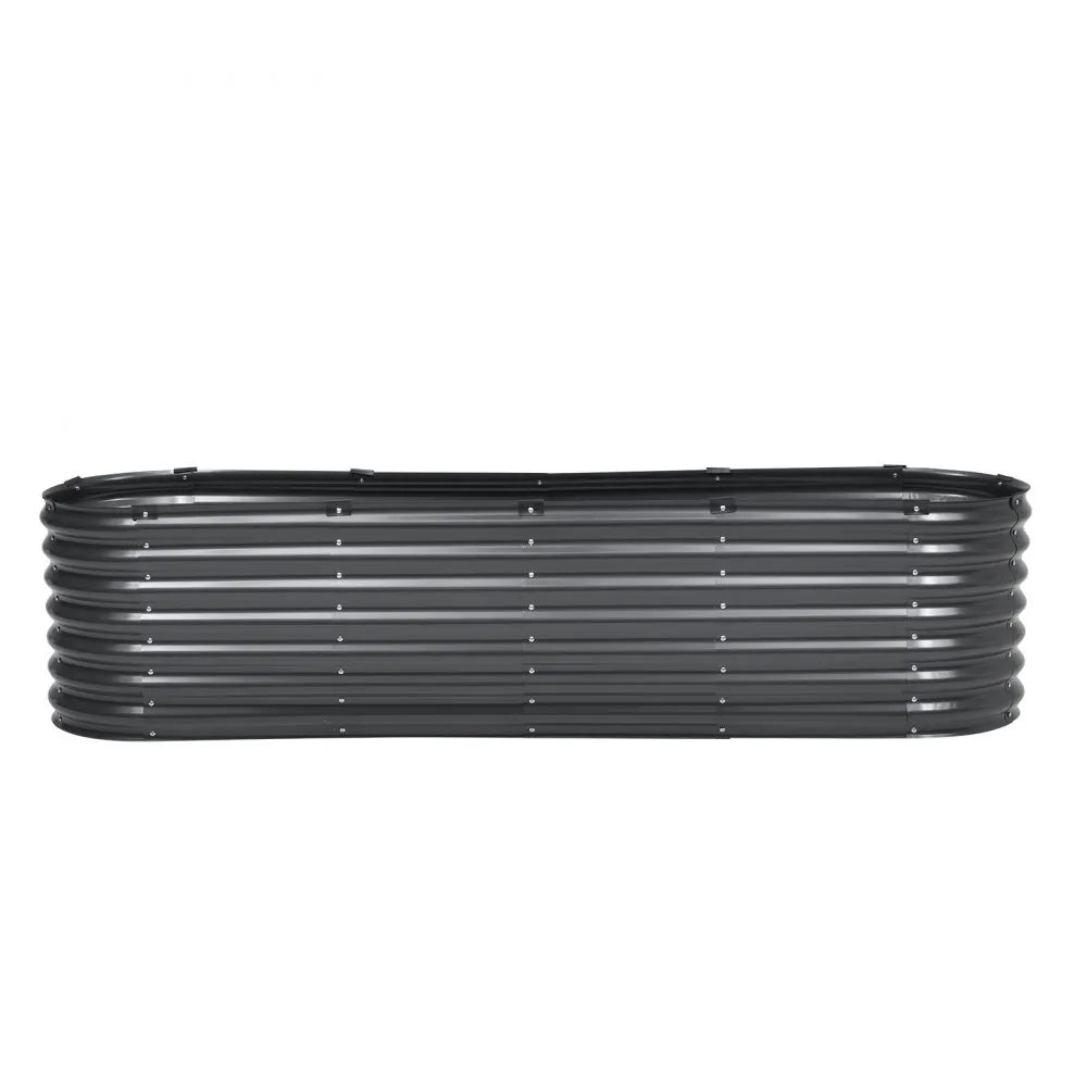 VEVOR Metal Raised Garden Bed, 8 x 2 x 2 ft Outdoor Galvanized Planter Box, with Open Bottom, Large Oval Planter Raised Bed for Gardening Vegetables, Flowers, Herbs, and Succulent Plants, Dark Gray