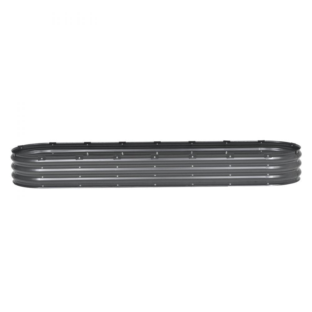 VEVOR Metal Raised Garden Bed, 8 x 2 x 1 ft Outdoor Galvanized Planter Box, with Open Bottom, Large Oval Planter Raised Bed for Gardening Vegetables, Flowers, Herbs, and Succulent Plants, Dark Gray