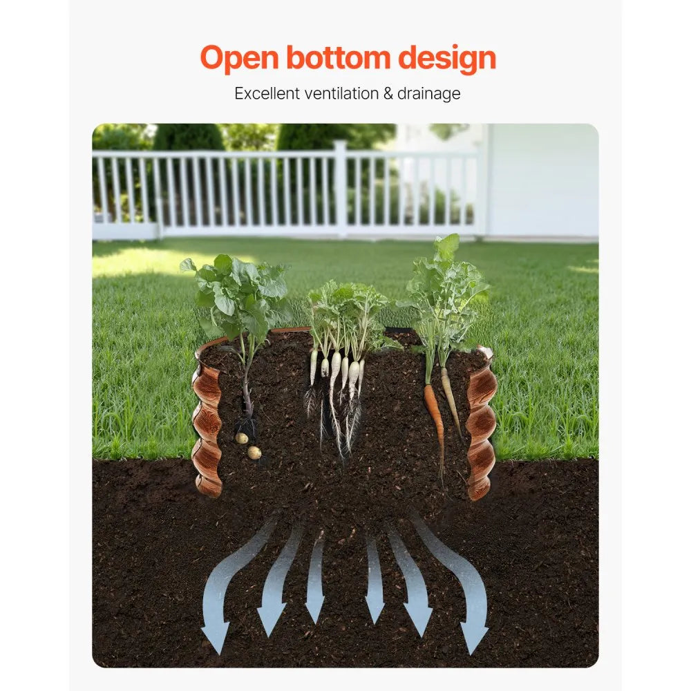 VEVOR 3 Pcs 2x2x1ft Galvanized Raised Garden Bed Kit, Outdoor Metal Round Raised Beds For Gardening Vegetables, Easy Assembly Garden Planter Box For Flowers Fruits With Open Base
