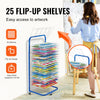 VEVOR Art Drying Rack, 25 Removable Shelves 17 x 13 x 39.4 inch Paint Drying Rack With Lockable Wheels, Carbon Steel Painting Drying Rack for Artwork in Classroom, Art Studios and Schools, Blue+White