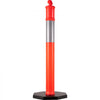 VEVOR 3Pack Traffic Delineator Posts 44 Inch Height, Orange Delineator Cones with Rubber Base 16 inch, PE Delineator Post Kit 10 inch Reflective Band for Construction Sites, Facility Management etc.