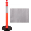 VEVOR 3Pack Traffic Delineator Posts 44 Inch Height, Orange Delineator Cones with Rubber Base 16 inch, PE Delineator Post Kit 10 inch Reflective Band for Construction Sites, Facility Management etc.