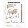 VEVOR 4 Pack Folding Chairs, Foldable Leather Chairs with Heavy Duty Metal Frame & Padded Cushion, Portable Folding Card Table Chairs, Stackable Seats for Home, Yard, Garden, Parties, Events, Khaki