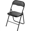 VEVOR 4 Pack Folding Chairs, Foldable Leather Chairs with Heavy Duty Metal Frame & Padded Cushion, Portable Folding Card Table Chairs, Stackable Seats for Home, Yard, Garden, Parties, Events, Black