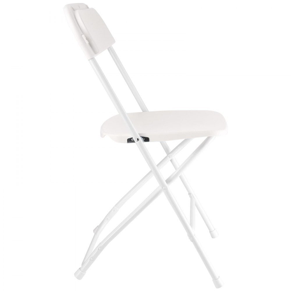 VEVOR 4 Pack Folding Chairs, Foldable Plastic Chairs with Heavy Duty Metal Frame, Portable Folding Card Table Chairs, Stackable Indoor Outdoor Seats for Home, Yard, Garden, Parties, Events, White