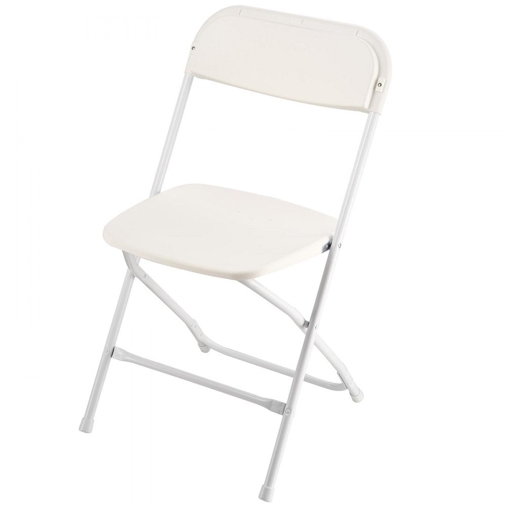 VEVOR 6 Pack Folding Chairs, Foldable Plastic Chairs with Heavy Duty Metal Frame, Portable Folding Card Table Chairs, Stackable Indoor Outdoor Seats for Home, Yard, Garden, Parties, Events, White