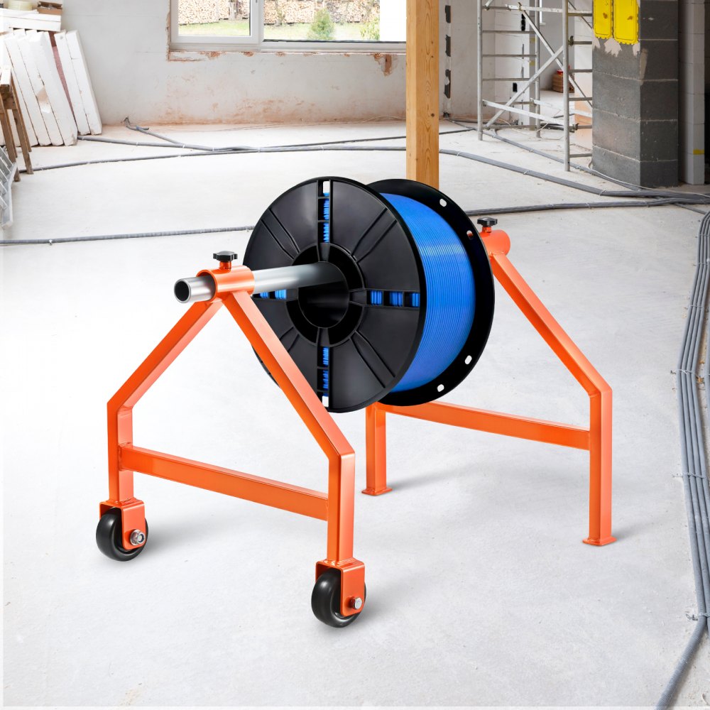 VEVOR Wire Spool Rack, 220 lbs Load Capacity, Portable Cable Caddy, Moveable Wire Rack with Wheels, Spool Holder, Up to 29.9 in Diameter, for Electrical Industrial and Retail Use, Working Efficiency