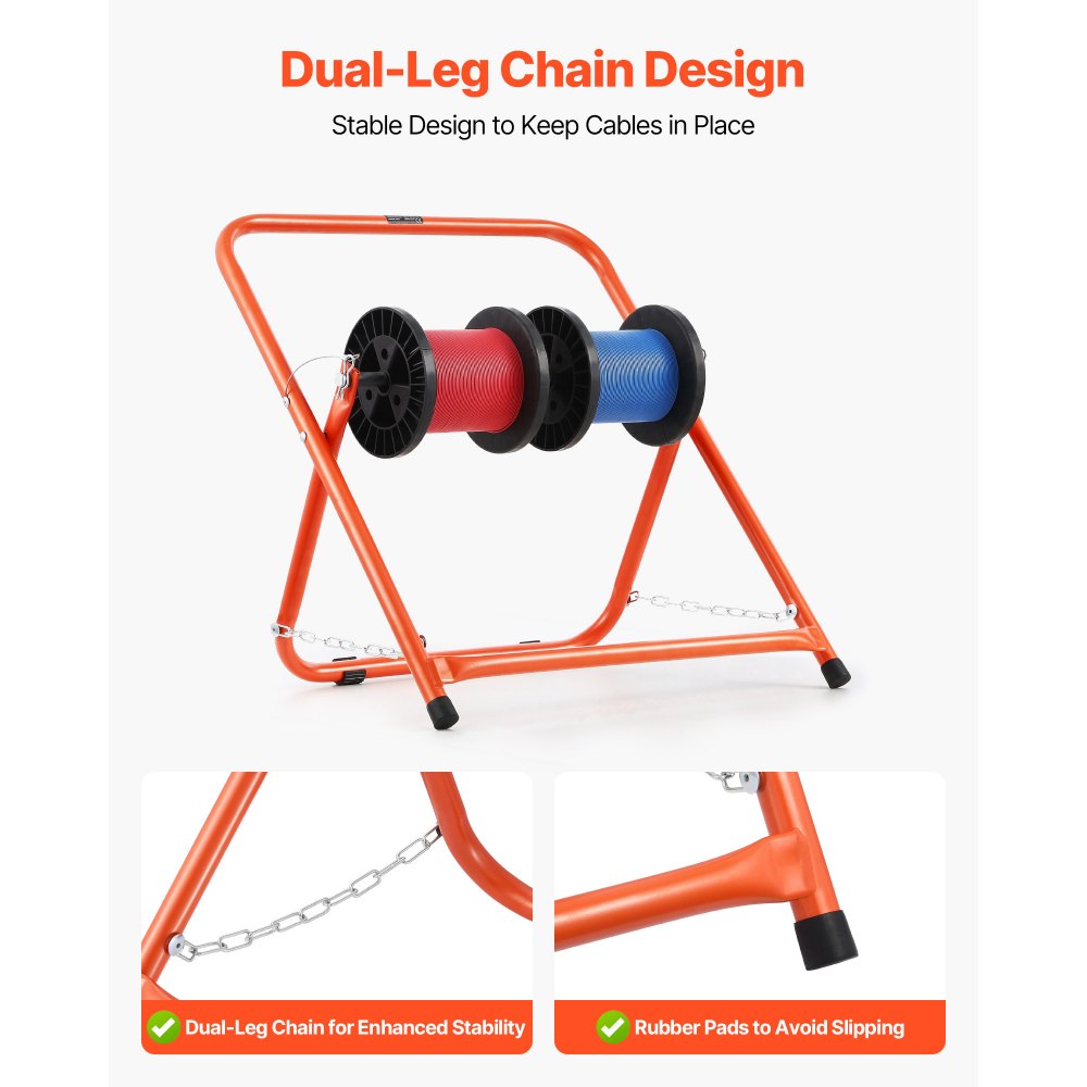 VEVOR Cable Caddy, Heavy Duty Steel Frame, Spool Holder for Electrical Wires, Portable Wire Dispenser for Up to 20 in Diameter Spools, 100 lbs Capacity for Cable Reels, Electrical Industrial Retail