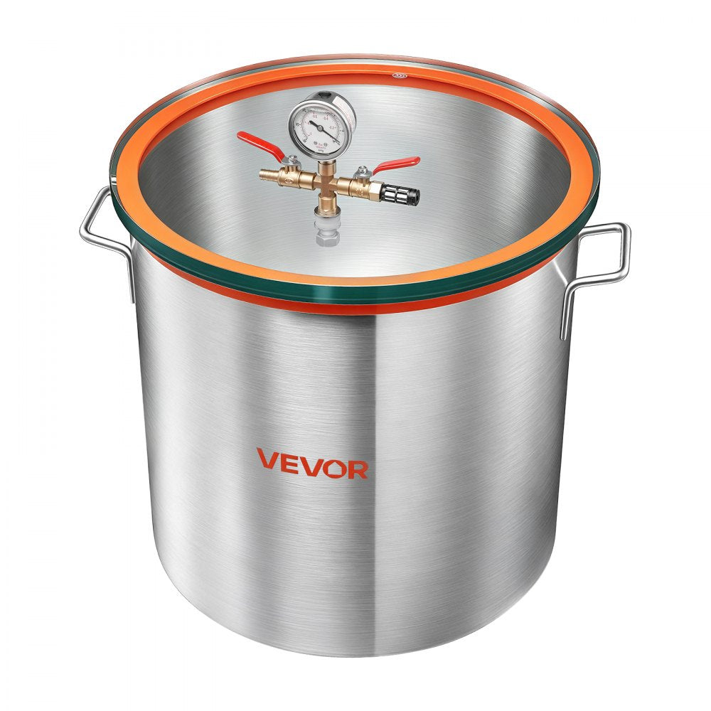 VEVOR 15 Gallon Vacuum Chamber, Aluminum Alloy, Vacuum Degassing Chamber with Tempered Glass Lid, Hose, Air Filter, for Resin Casting, Stabilizing Wood, Degassing Silicone, Epoxies, Essential Oils