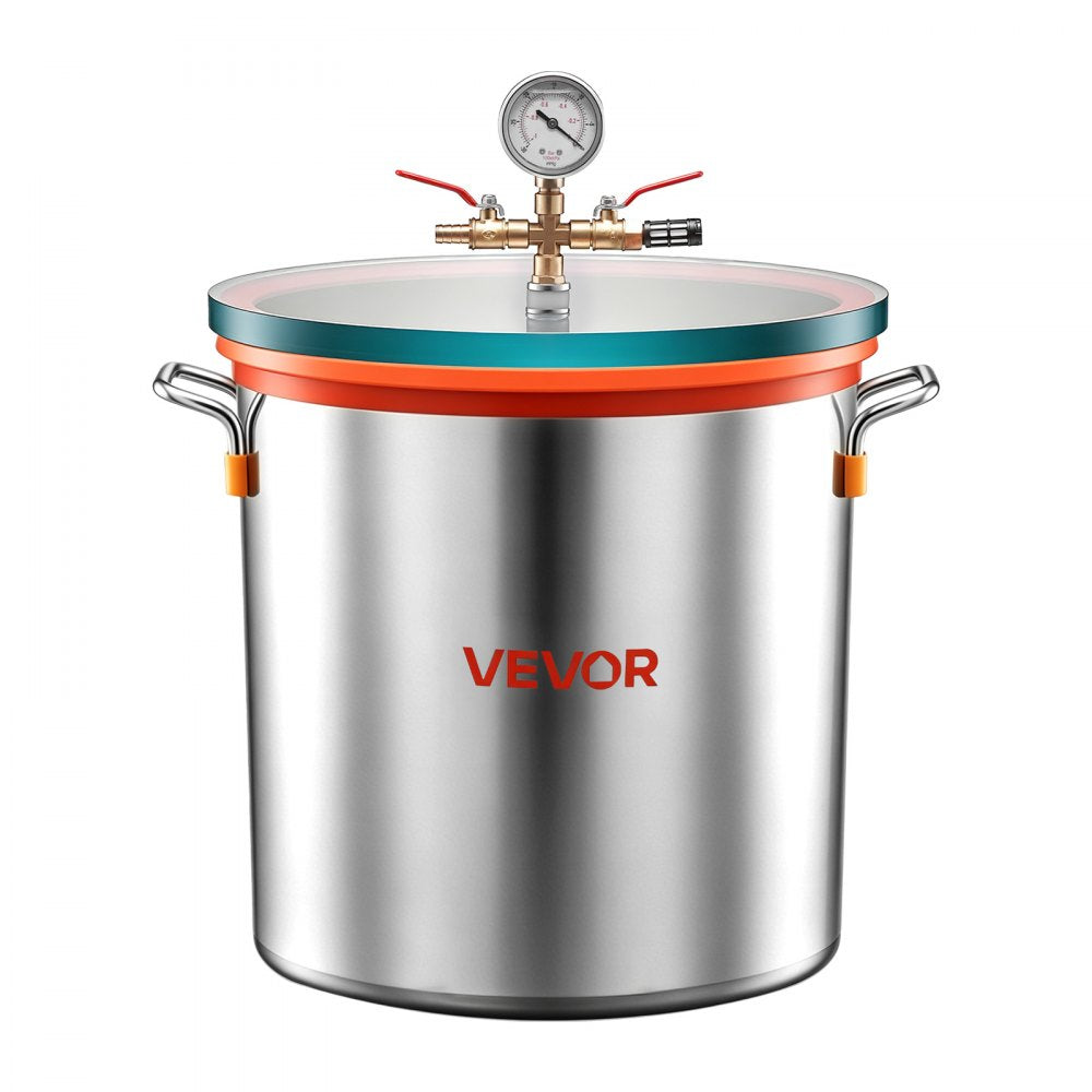 VEVOR 9 Gallon Vacuum Chamber, Stainless Steel, Vacuum Degassing Chamber with Tempered Glass Lid, Hose, Air Filter, for Resin Casting, Stabilizing Wood, Degassing Silicone, Epoxies, Essential Oils