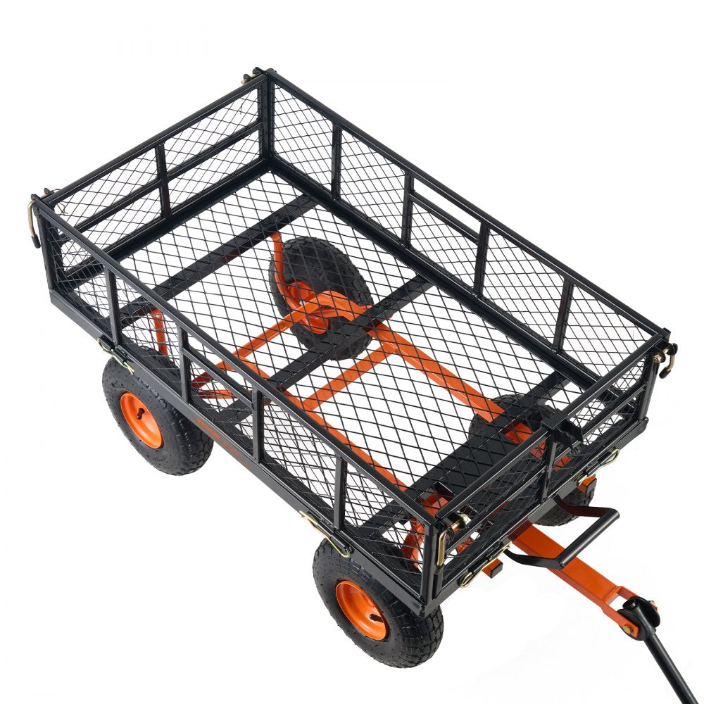 VEVOR Garden Cart, Sturdy Metal Utility Wagon with Simple Assembly, Versatile Dump Cart with Dual-Function Handle, Wheelbarrow with 400 lbs Load Capacity, Equipped with 10" Wheels